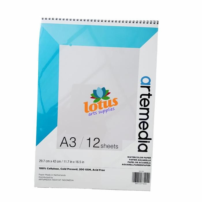 

TERLARIS! Artemedia Watercolor Book A3 Wirebound Sketchbook 200gsm 12Sheets