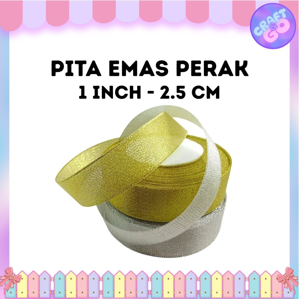 

Pita Emas Perak 1 Inch (2,5 Cm) // Pita Glitter