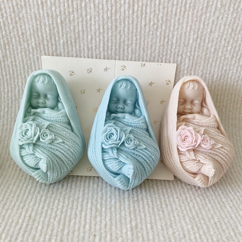 

3D Sleeping Baby Candle Silicone Mould DIY Full Moon Baby Portrait Plaster Resin Crafts Cement Mold Handmade Mother's Day Gift