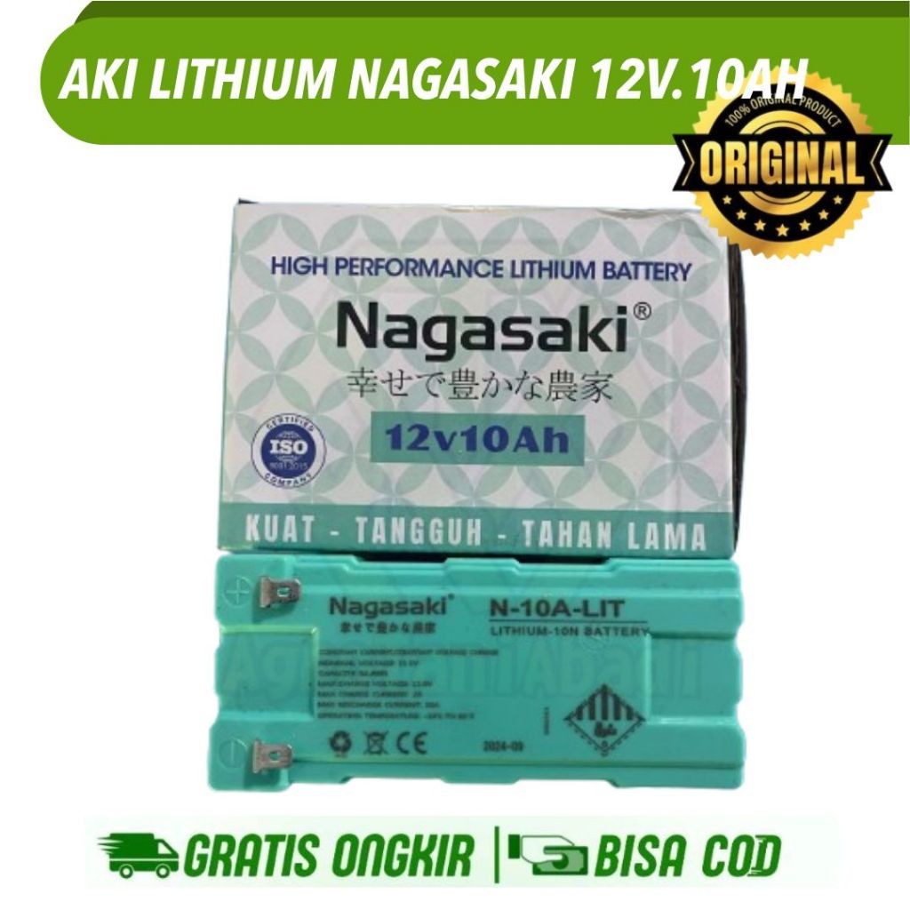 AKI LITHIUM NAGASAKI 10AH 12V UPS Sepeda Listrik Tangki Sprayer Elektrik Baterai SELIS
