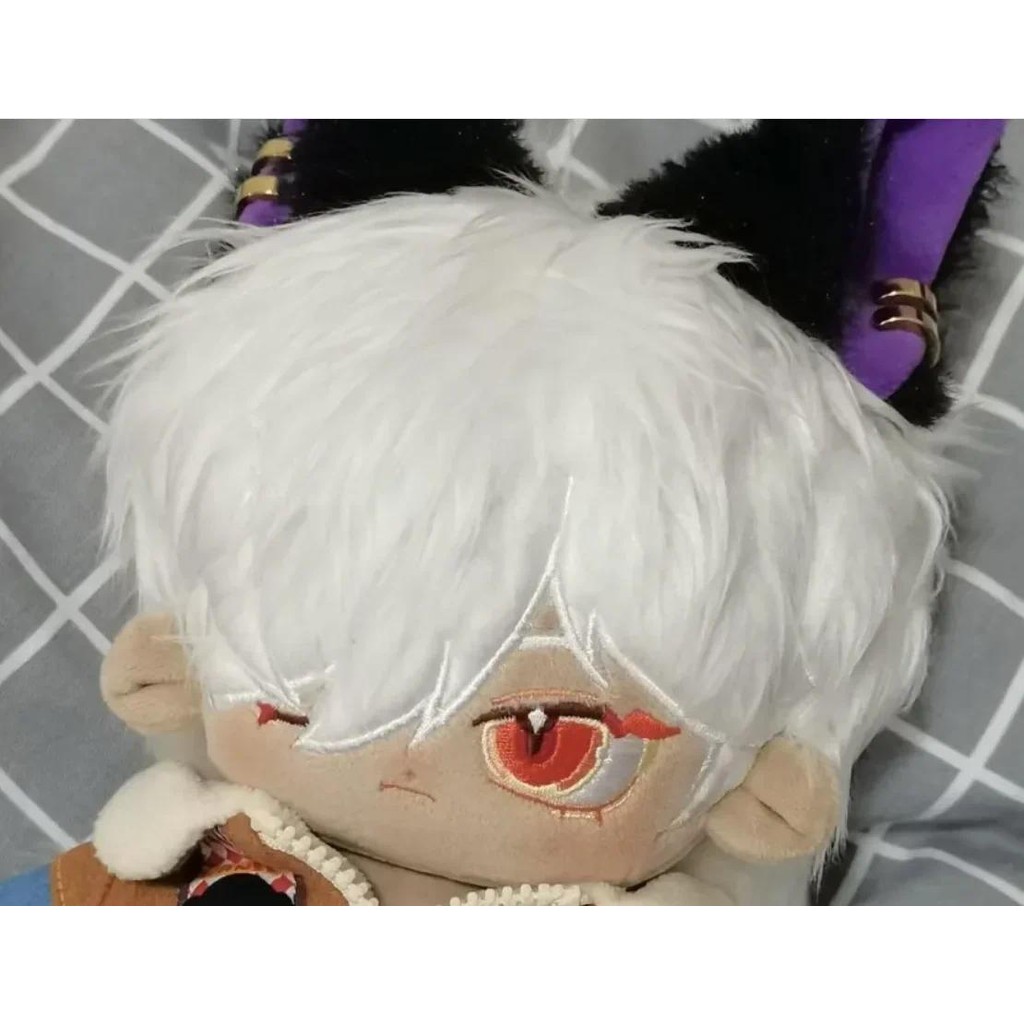 20CM Game Anime Genshin Impact Cyno White Hair Animal Ears Cute Soft Plush Stuffed Doll Dress Up Han