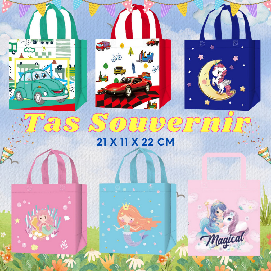

Tas Souvernir Ultah/Tas Tempat Makan/Tas Bingkisan Ulang Tahun/ Tas Bekal Murah Tebal/Tas Ultah lucu