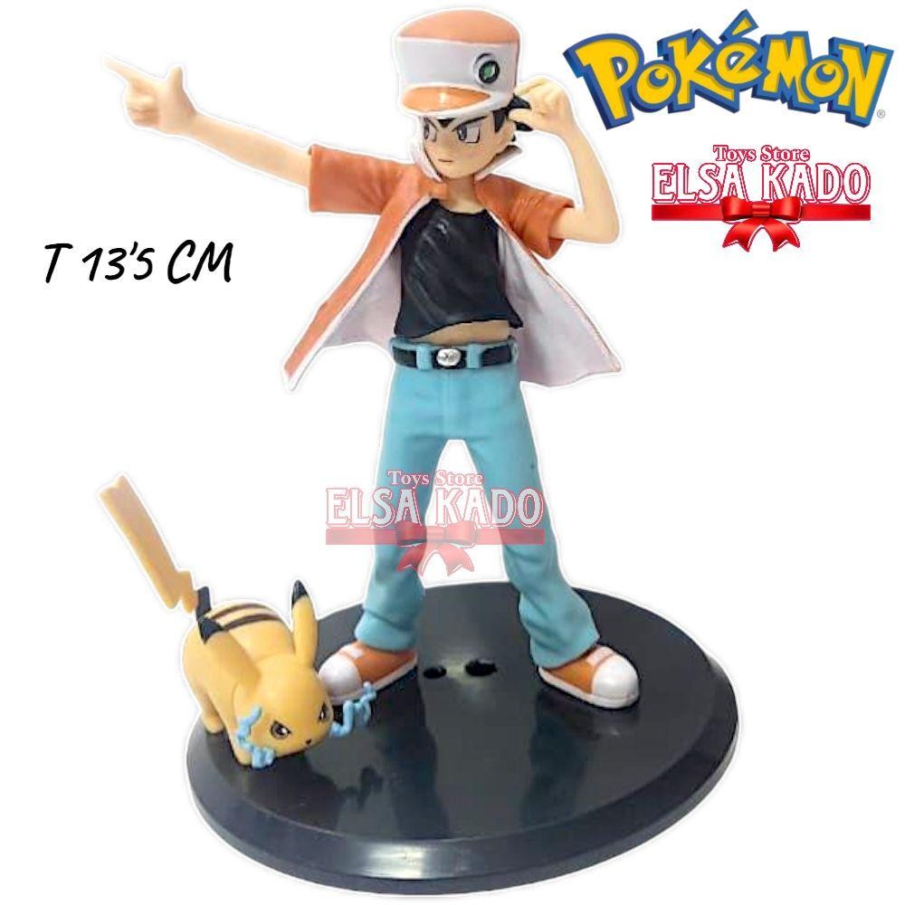 Action Figure Pokemon Ash Ketchum Pikachu Tinggi 13cm Pvc