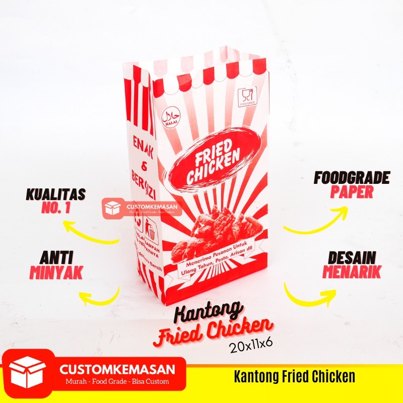 

Kantong Fried Chicken, Kemasan Fried Chicken, Bungkus Fried Chicken, Wadah Fried chicken