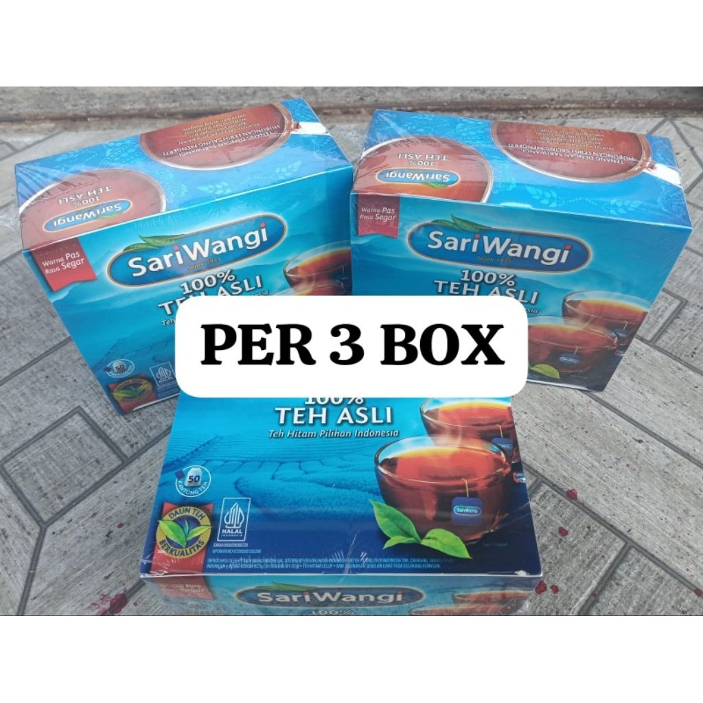 

GROSIR teh sariwangi per 3 box isi 50 kantong teh sariwangi teh celup sariwangi teh asli sariwangi