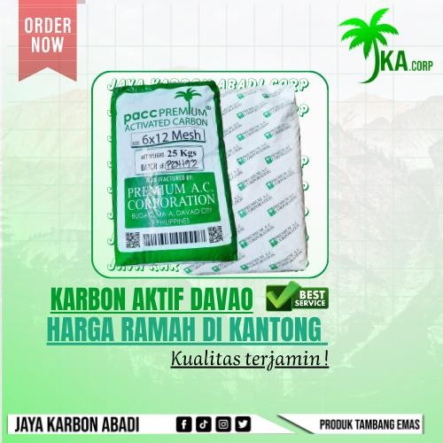 karbon aktif davao pres 25 kg, arang aktif penyerap emas