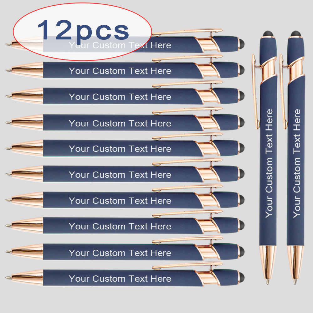 

12pcs Customizable Ballpoint Pen Set Metal Stationary Office Accessories Luxury Creative Writing Personalized School Supplies
