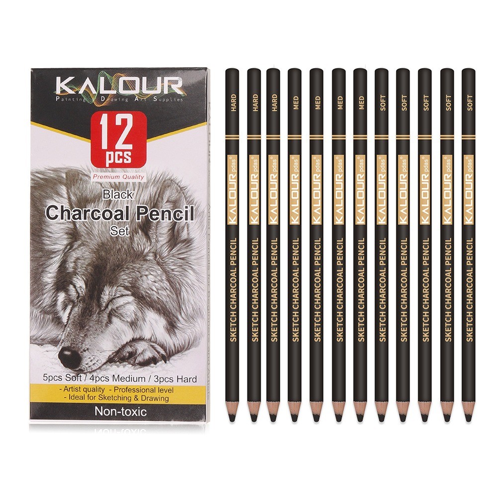 

KALOUR Professional Sketch Pencils Set 6/12pcs Graphite Drawing Charcoal Pencil Wood Non-toxic Painting Art Supplies for Artist