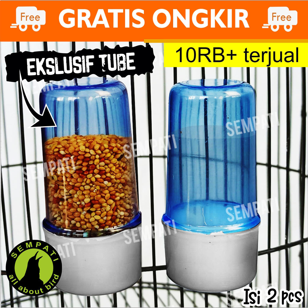 SEMPATI TABUNG DISPENSER BURUNG KENARI ITALY LOKAL CEPUK WADAH PAKAN MINUM LOVEBIRD PARKIT HAMSTER C