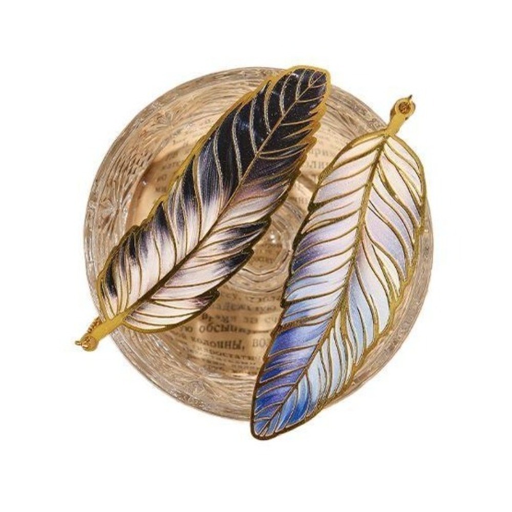 

1pc/4pcs Vintage Feather Bookmark Delicate Gold Metal ain Pendant Stationery Accessories Bronzing Book Marks for Book Lovers