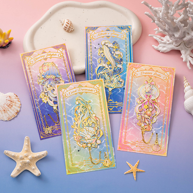 

1Pc Marine Animals Metal Bookmarks with ain Tassel Hollow Gifts Rustproof Planner Accessories Shell Starfish Design Bookmark