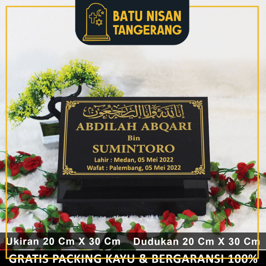 BNT - Dudukan Batu Nisan Makam Lengkap Kuburan Kijing Maesan Full Set Ukiran Granit Marmer Keramik H
