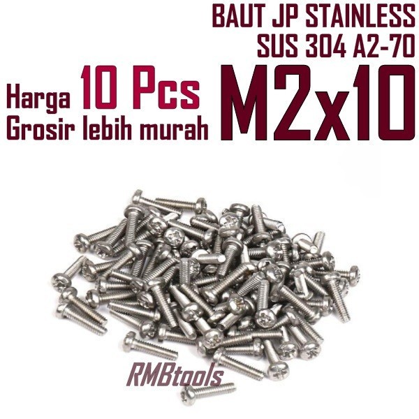 (10pcs) Baut JP M2 x 10 Stainless Steel / Baut JP Stainless M2 x 10mm SUS 304