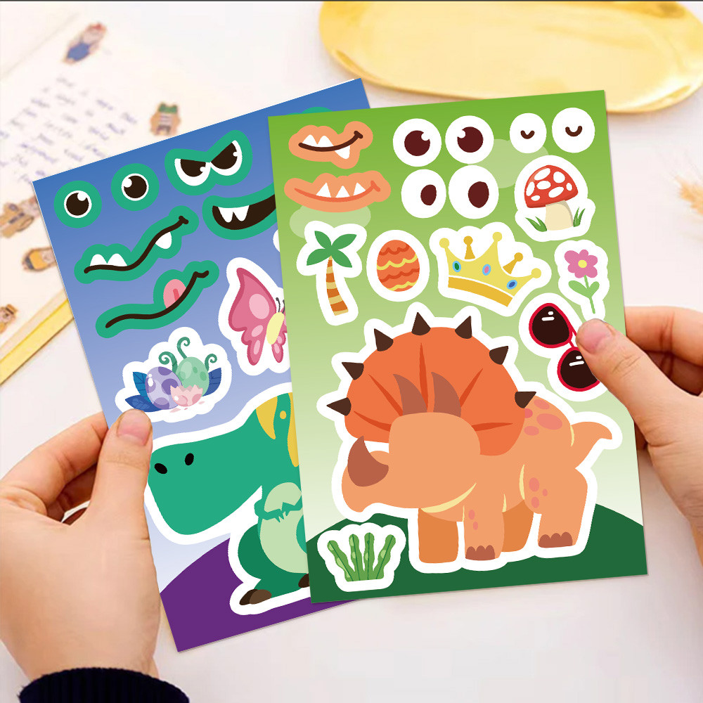 

8/16PCS Creative Dinosaur Cartoon Collage Stickers DIY Game Stickers Animal Craft Laptop Skateboard Stickers