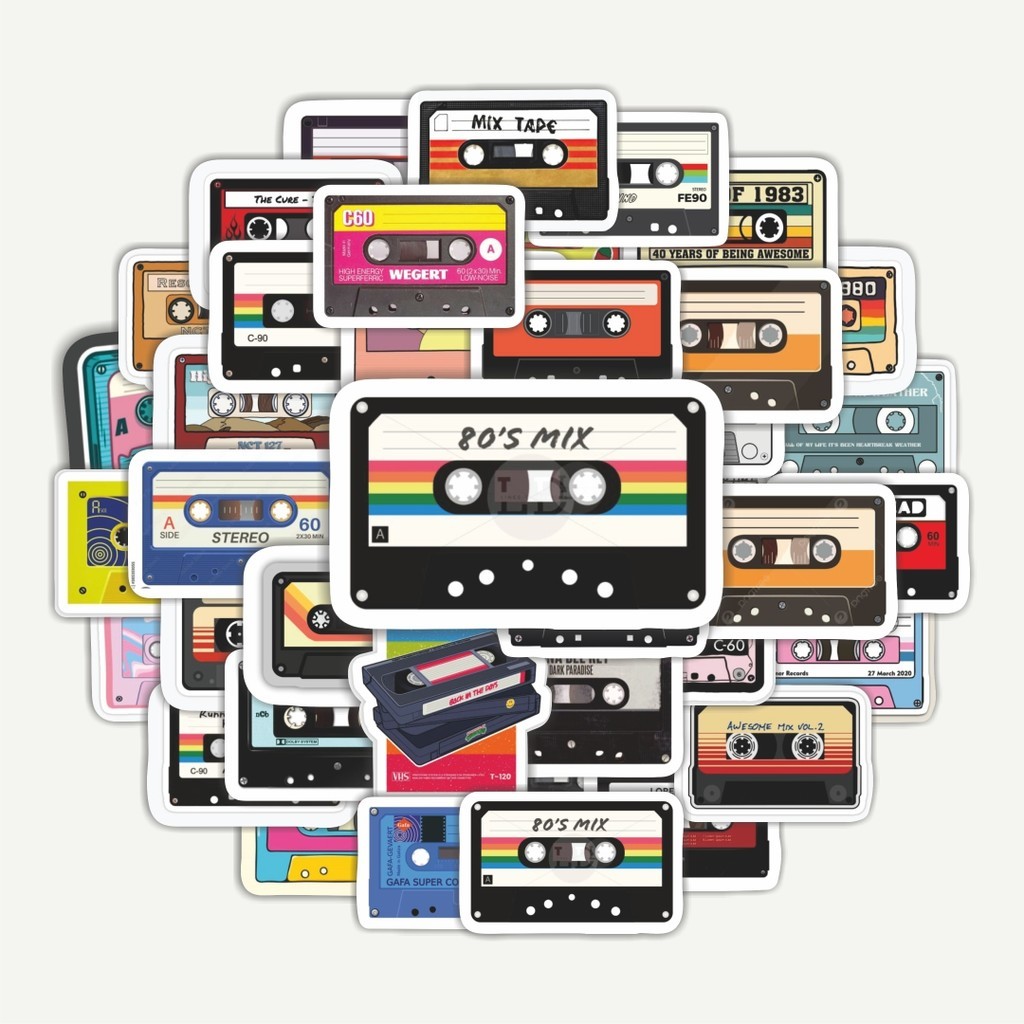 

Sticker Pack Stiker Audio Tape | Sticker TUMBLR | Stiker LAPTOP KOPER HELM