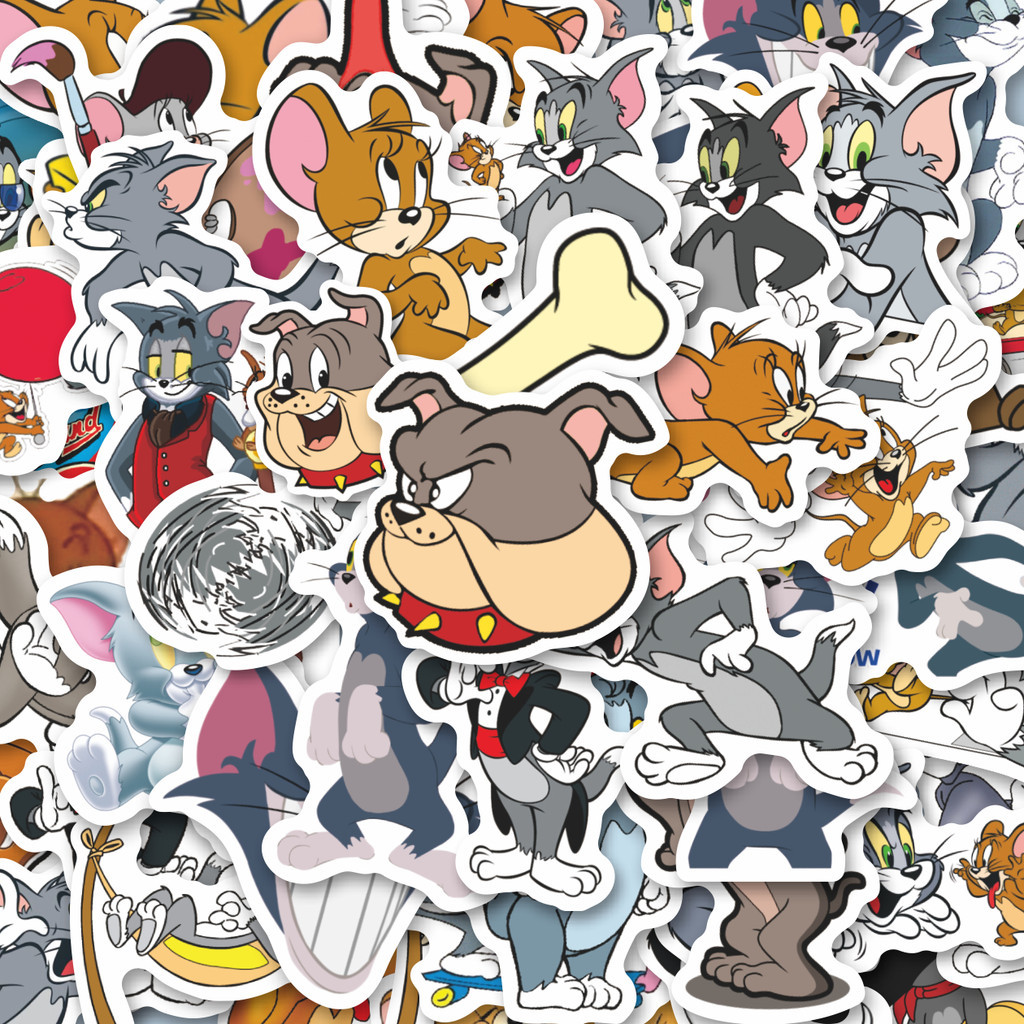 

100PCS Lucu Sticker Kartun Tom And Jerry Stiker Aesthetic Stiker Anti Air Stikers Berperekat Waterproof sticker decal buat Motor Helm Buku Journal Koper Casing HP Laptop Botol Minum Hadiah anak