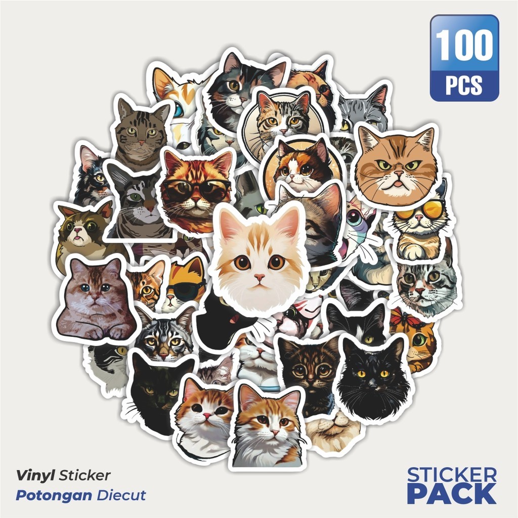 

Stiker Vinyl Stiker Cat/Kucing Kawaii V3 Waterproof Aesthetic- Untuk Laptop, Motor, dan Helm - Paper Stationery Pack