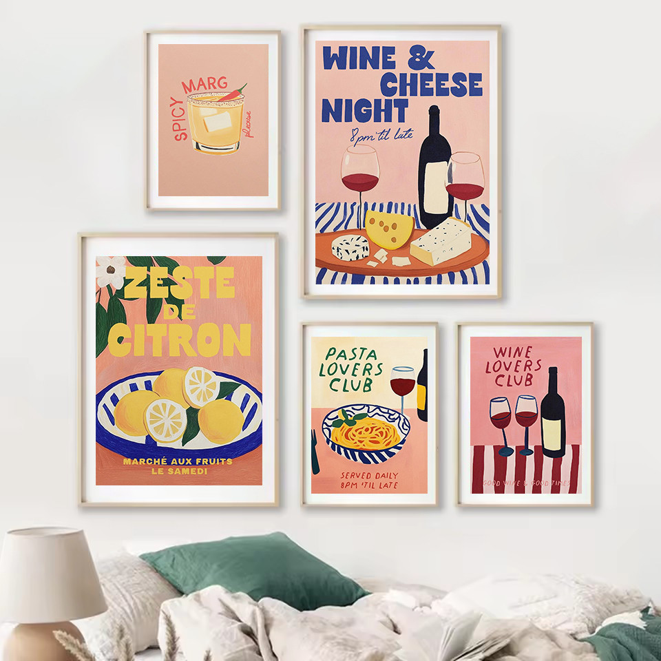 

Trendy Kitchen Quotes Italian Food Drink Wine Pasta Cheese Lemon Poster Canvas Painting Wall Art Pictures Home Decor