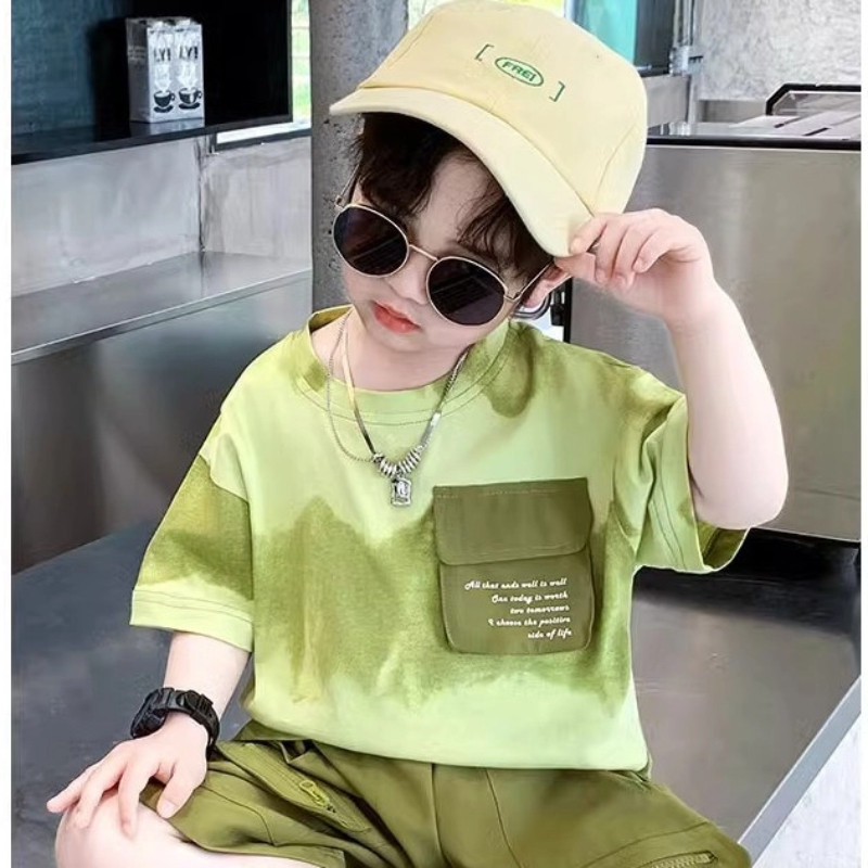 Setelan jas musim panas anak laki-laki pada anak kecil bagian tipis di luar memakai celana pendek ka