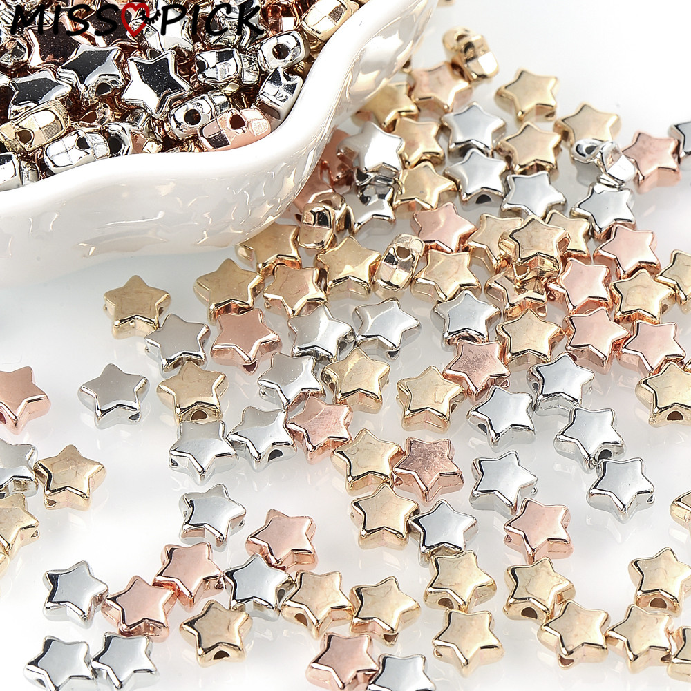 

50/100Pcs 4/5/6mm Star Round CCB Beads Gold Silver Color Loose Spacer Beads For Jewelry Making Findings DIY Necklace Accessories