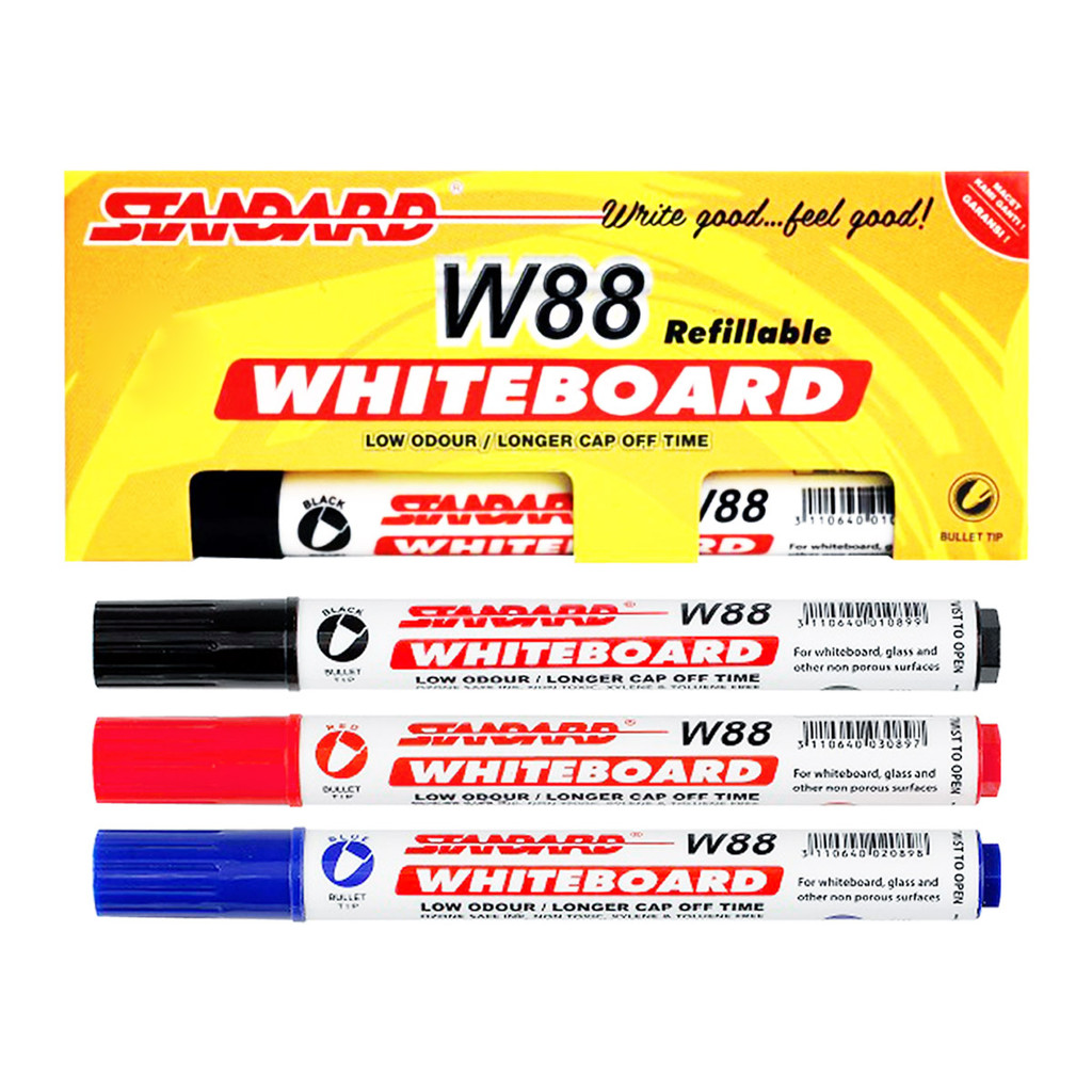 

Spidol Whiteboard Spidol Papan Tulis STANDARD W-88 1 Pcs Bisa Dihapus Marker STANDARD W-88