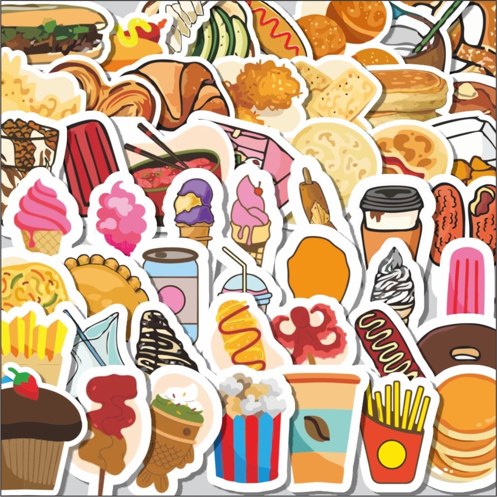 

Stiker Cutting Pack Stiker Food/Makanan Isi 100Pcs Series Aesthetic Lucu Keren Untuk Koper Bahan Vynil