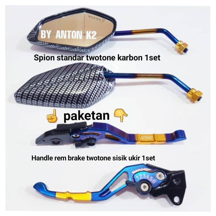 HANDLE REM BRAKE/KACA SPION CARBON VARIASI MOTOR LEXI/FREEGO/AEROX 155 - Twotone, Aerox 155