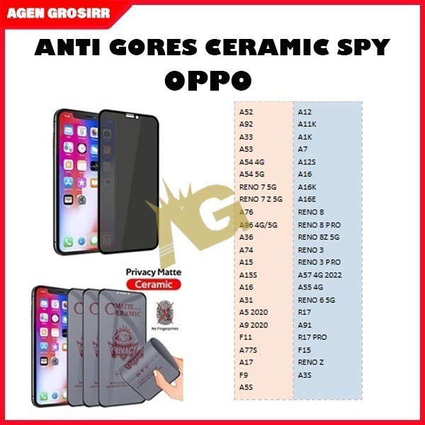 AG-ANTI GORESS CERAMIC SPY OPPO A5X A5i A5 PRO A52 A92 A33 A53 A54 4G A54 5G RENO 7 5G 7Z A76 A96 A3