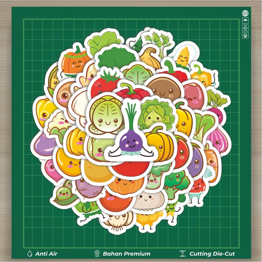 

HOT 50 PCS STIKER Stiker Kartun Sayuran Lucu Dekorasi Lucu Kreatif untuk Notebook, Skateboard, HP