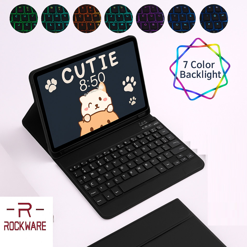ROCKWARE PS-PRO13.2 Huawei MatePad PRO 13.2 Keyboard Case Backlit Bluetooth Sarung Kulit Flip Stand 