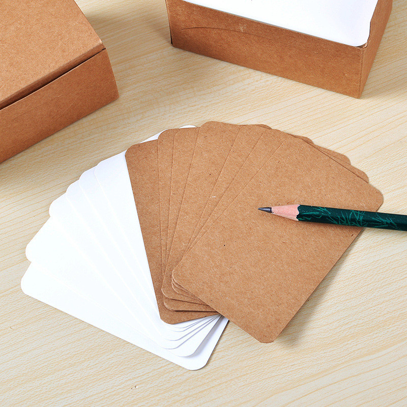 

20/50/100pcs Retro Double Sided Blank Kraft Paper Card Word Card Note Message Card DIY Postcard Gift Greeting Invitation Card