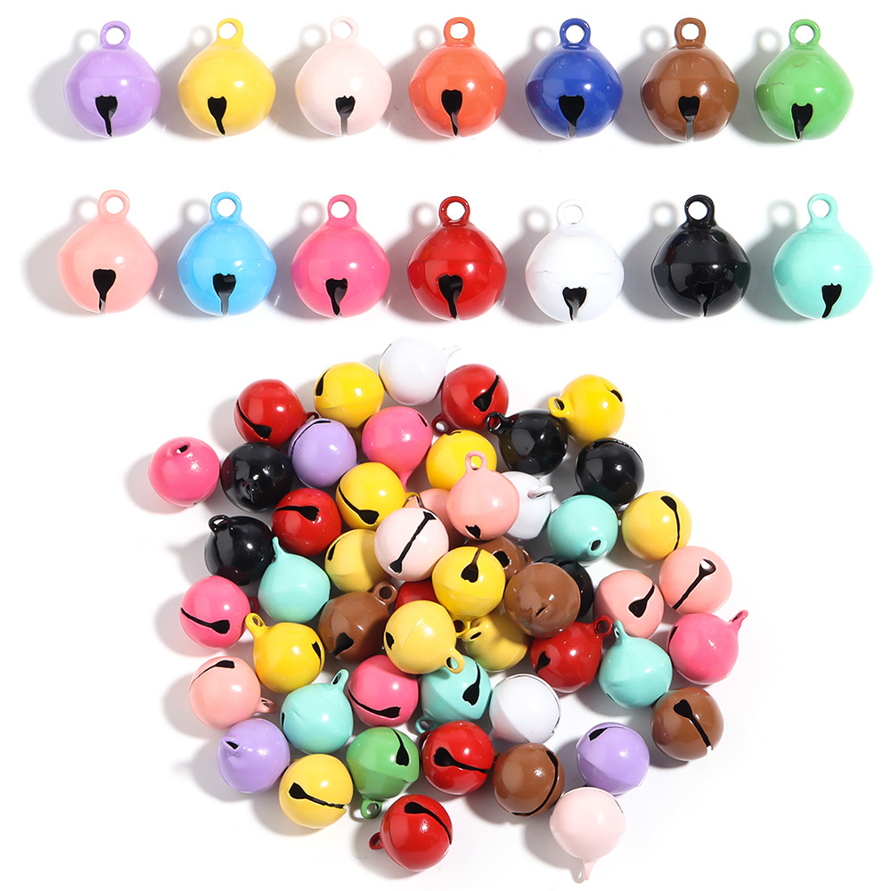 

50pcs/lot Painted Color Bells Beads Round Mini Bell Ornaments for Jewlery Making DIY Bracelet Necklace Earrings Decor Accessory