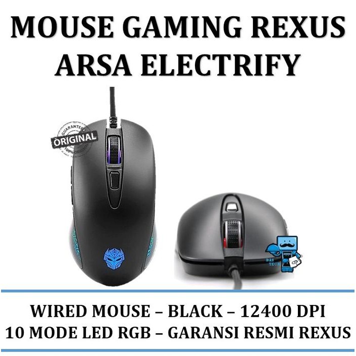 Mouse Gaming Rexus Arsa Electrify 12400 DPI - Hitam