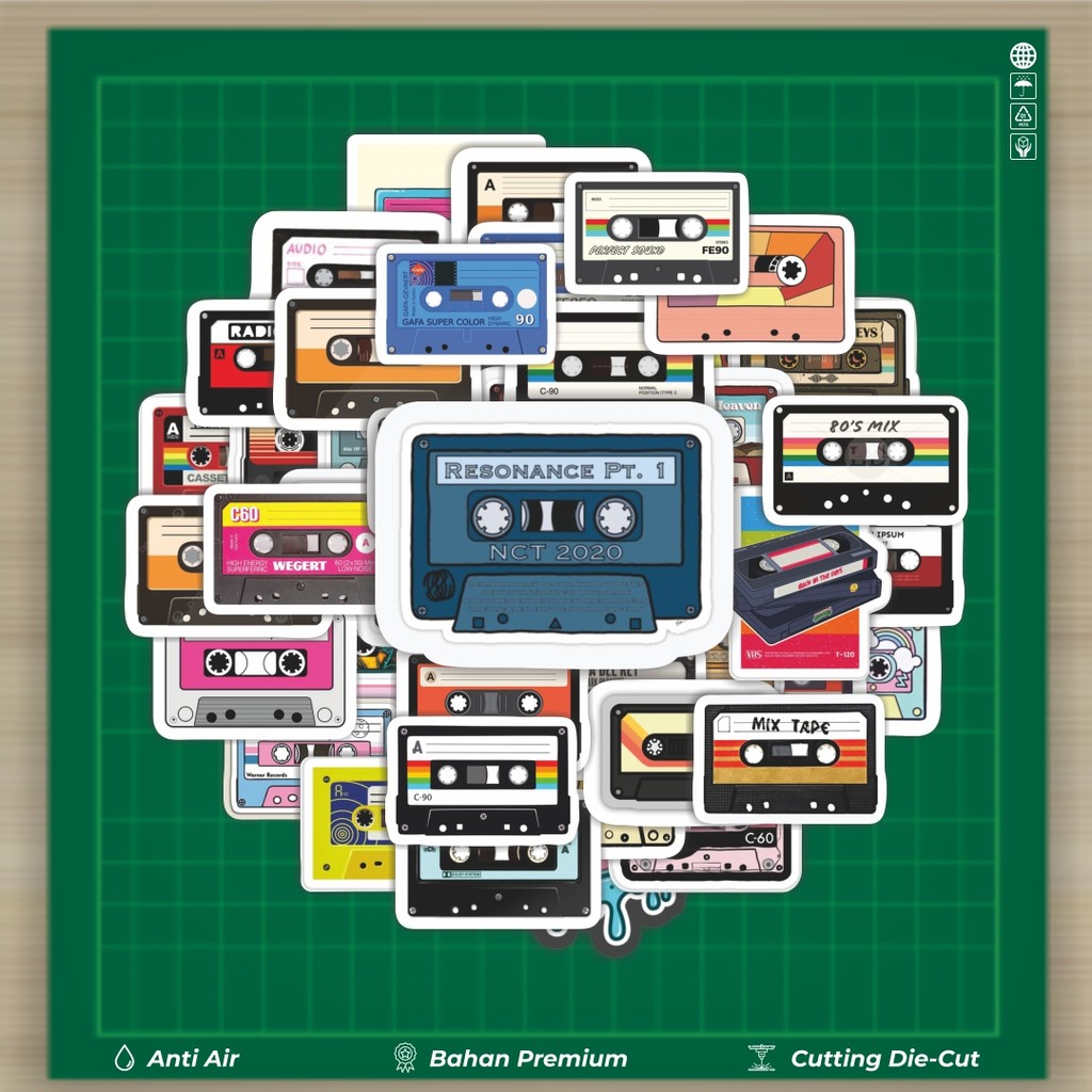 

HOT 50 PCS STIKER Stiker Audio Tape Stiker Fashion Cars Decal Dingin Kartu Album Custom Vinyl Anti Air- Sticker Aesthetic Buku Journal Koper Casing HP Tablet Laptop Helm Motor Botol Minum