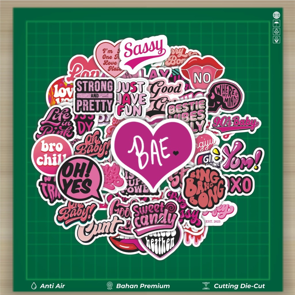 

HOT 50 PCS STIKER Stiker Aesthetic Pink Y2K Stiker Fashion Cars Decal Dingin Kartu Album Custom Vinyl Anti Air- Sticker Aesthetic Buku Journal Koper Casing HP Tablet Laptop Helm Motor Botol Minum