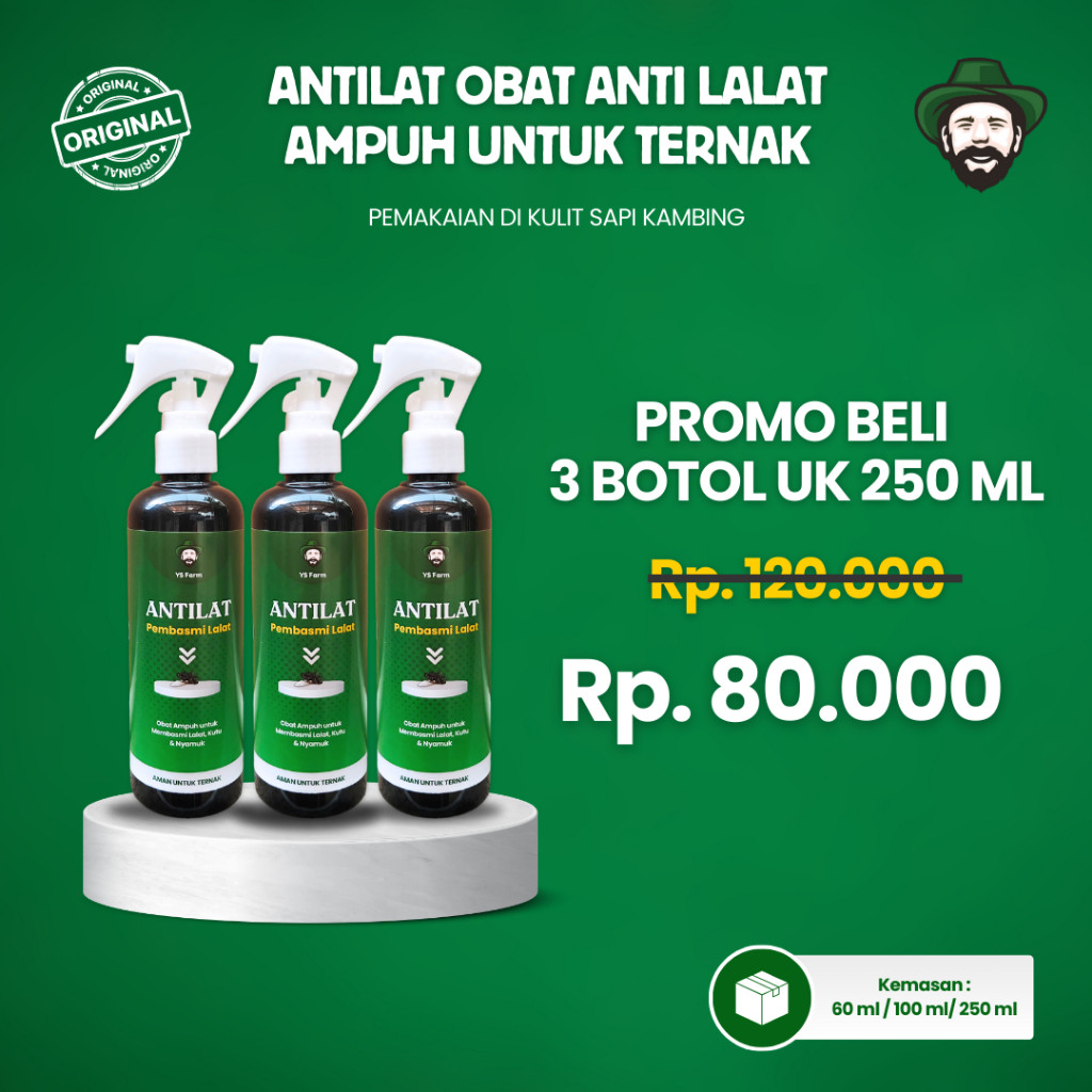 PROMO 3 BOTOL ANTILAT Obat Lalat untuk Sapi Kambing Pembasmi Lalat Kutu Nyamuk Hewan Ternak Obat Luk