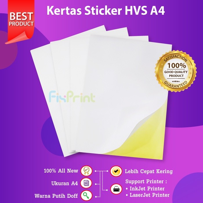 

Kertas Stiker A4 HVS A4 Paper Sticker HVS Doff Premium Matte Quality 20 Lembar