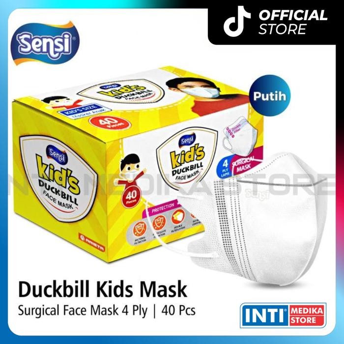 Hot Produk SENSI - Masker Anak Duckbill Earloop 4 Ply 3D Medis | Surgical Mask Motif - PutIh Terbaik