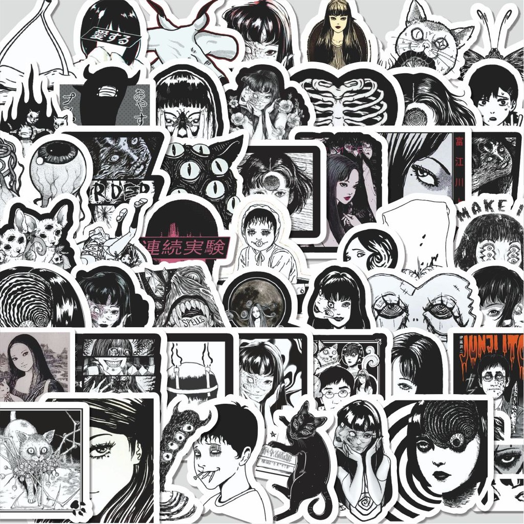 

Stiker Cutting Pack Stiker HItam Putih Junji Ito Classical Isi 100Pcs Series Aesthetic Lucu Keren Untuk Koper Bahan Vynil