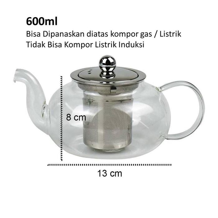 [Teko Kompor Induksi] Teko Kaca Tahan Panas Pitcher Teh Chinese Teapot Tea Pot Maker Desain Unik Aes