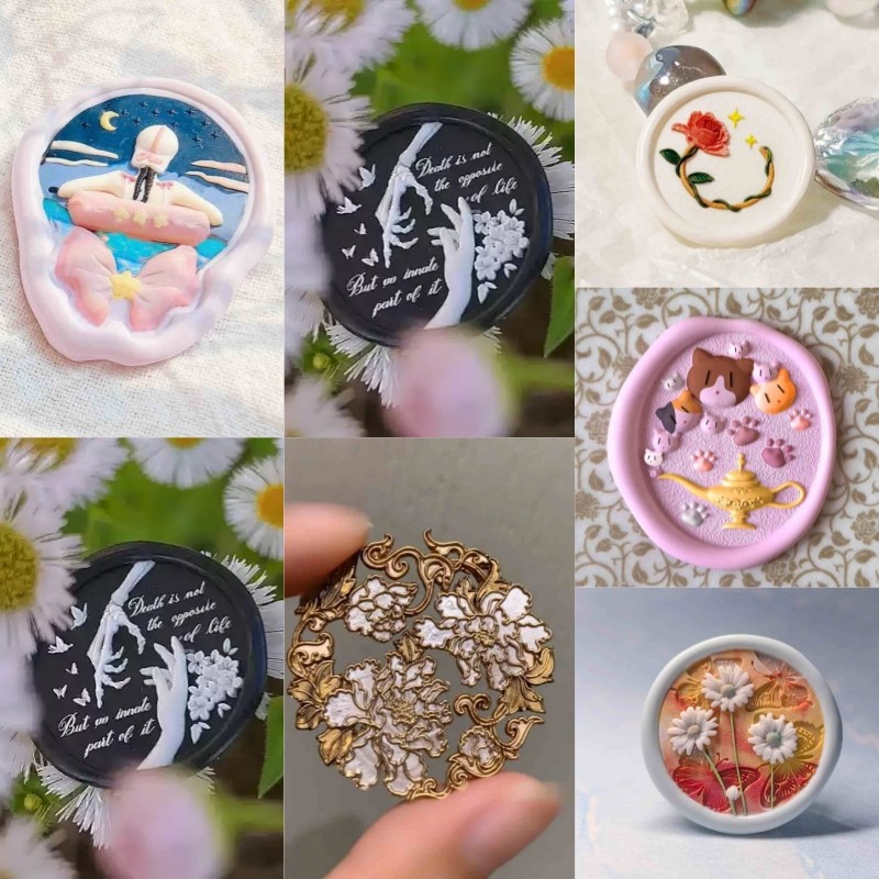 

New Fire Paint Seal Cute Jellyfish Relief Seal Irregular Carved Copper Head Envelope Invitation Stamp Toy Student Account Gift