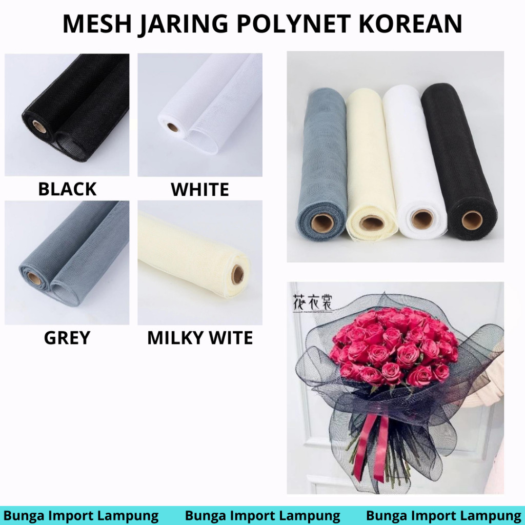 

(1 METER) Flower Wrapping Paper Polynet Korea / Mesh Roll Tile Jaring