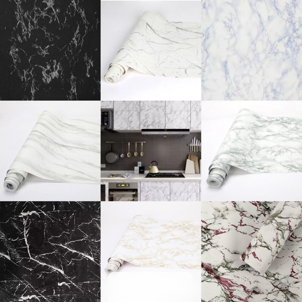 [COD] Wallpaper Stiker Marmer Putih Doff / Tidak Glossy Statuario Marmer Hitam Sticker Marble Marbel