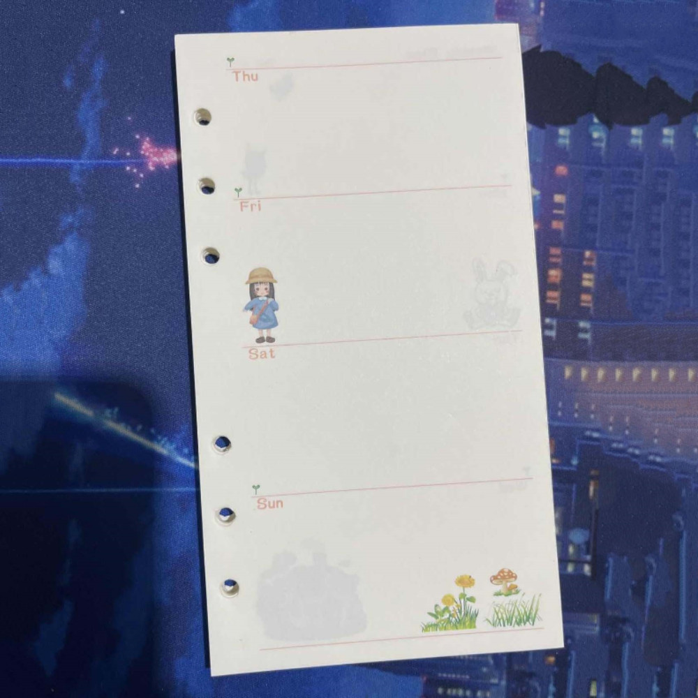 

Weekly Kawaii A5 A6 45 Sheets Daily Planner Monthly Loose Leaf Paper Refill Binder Inside Page Notebook Paper Notebook Refill