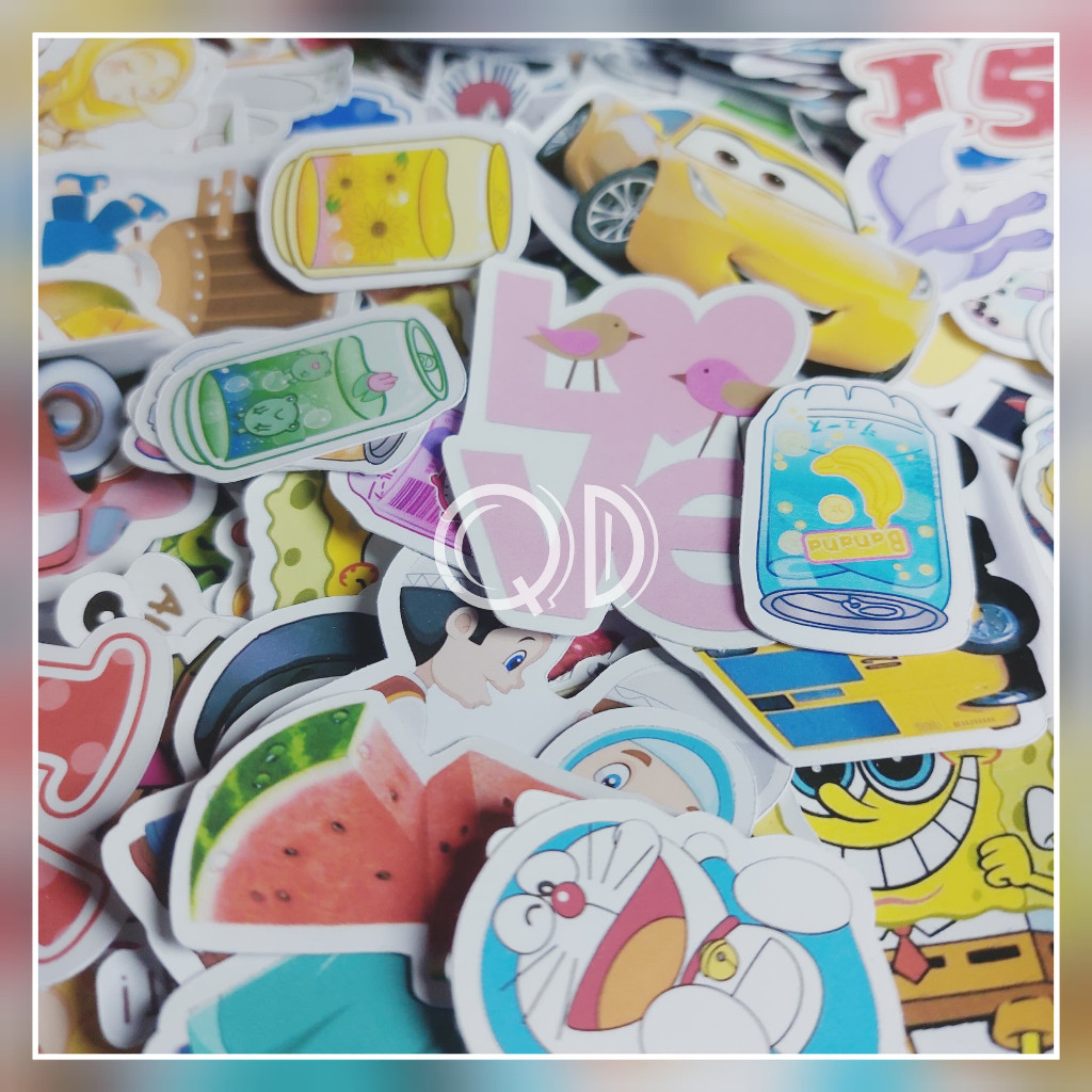 

stiker motif random warni warni Isi 30 Pcs glossy wrna terang super cute