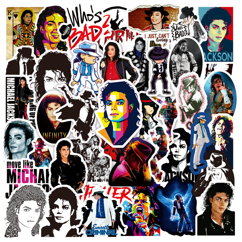 

50Pcs Michael Jackson Graffiti Stickers Water Bottle Laptop Phone Bicycle Luggage Case Skateboard Children Adult Sticker