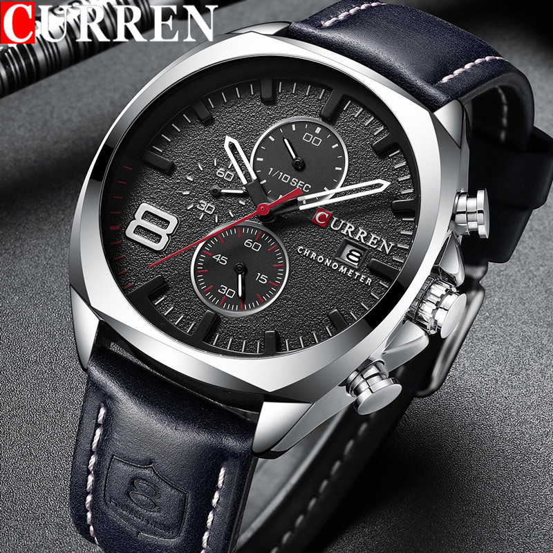 CURREN Watch Men Waterproof Chronograph Sport Military Male Clock Man Top Brand Luxury Leather Wrist