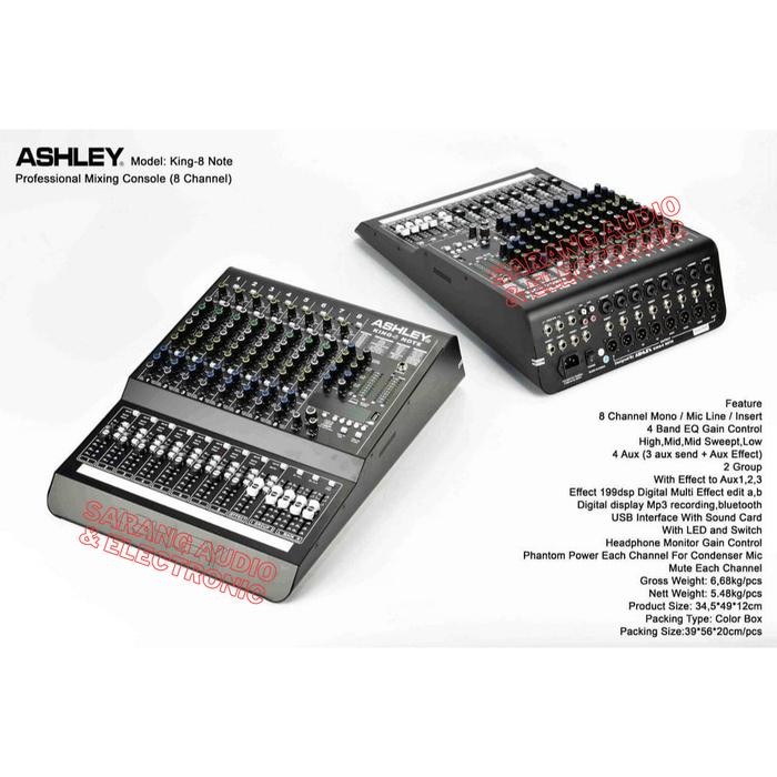 Mixer Audio Ashley King 8 Note Original 8 Channel Interface USB