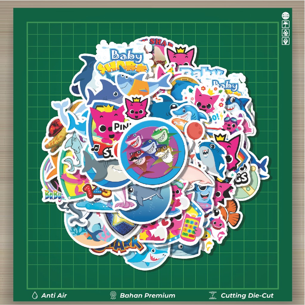 HOT 50 PCS STIKER  Baby Shark - Children's Song [Baby Shark - Lagu Anak-anak]  Fashion Cars Decal Di