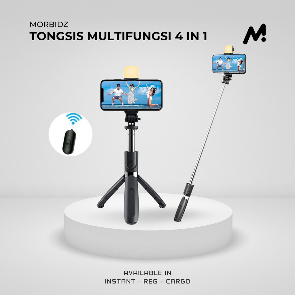 MBZ Tongsis Tripod Combo 4in1 3in1 Wireless Bluetooth Selfie Vlog Tiktok Youtube For Hp Smartphone